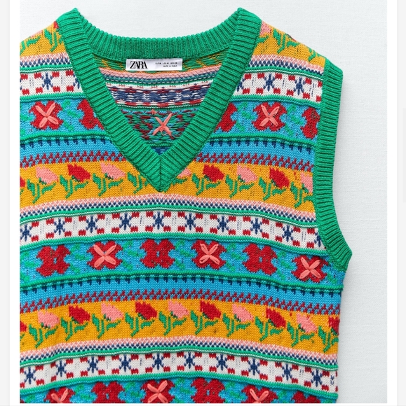 Floral Jacquard Knit Vest Zara - Picture 8 of 11